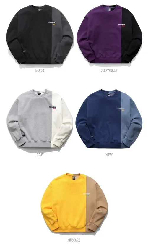 TWN  |Crew Neck Pullovers Unisex Street Style Long Sleeves Cotton