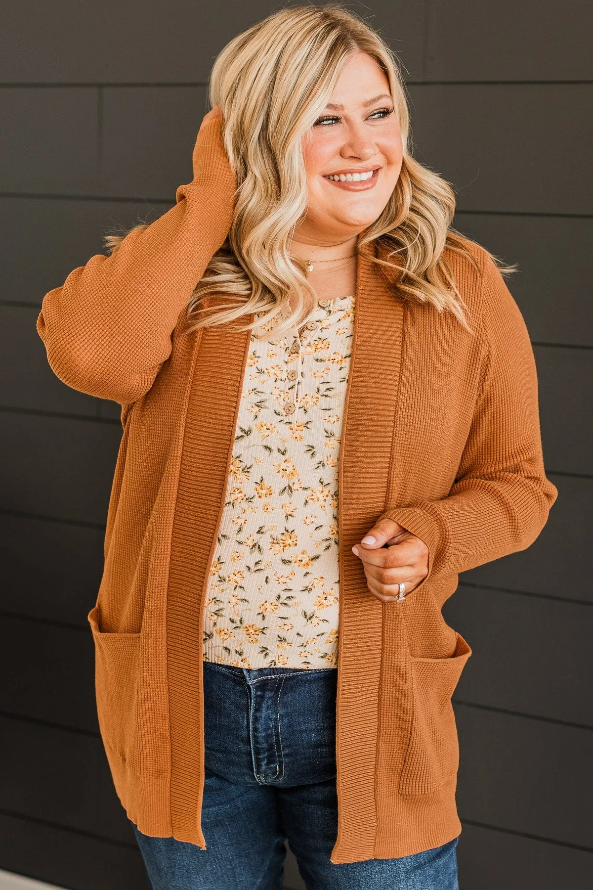 Walking On Clouds Knit Cardigan- Camel