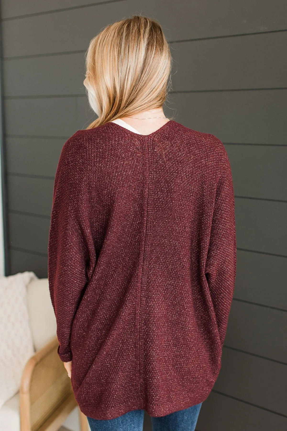 Warm Welcomes Knit Cardigan- Dark Burgundy