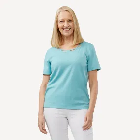 Wavy Loop Neck Top - Turquoise