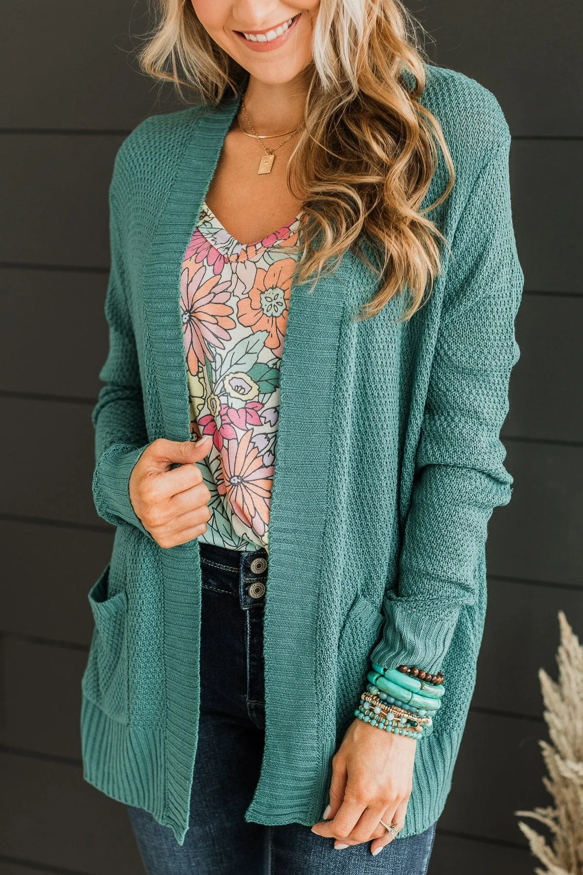 Welcoming To You Knitted Cardigan- Jade