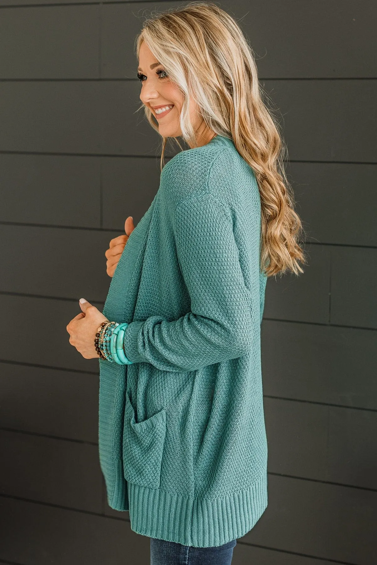 Welcoming To You Knitted Cardigan- Jade