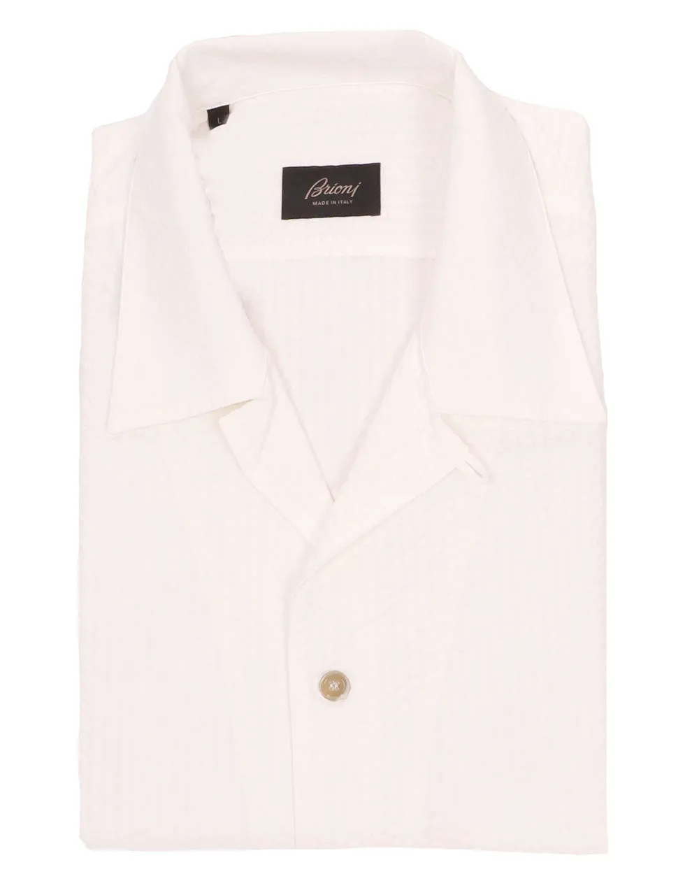 White Seersucker Cuban Sportshirt