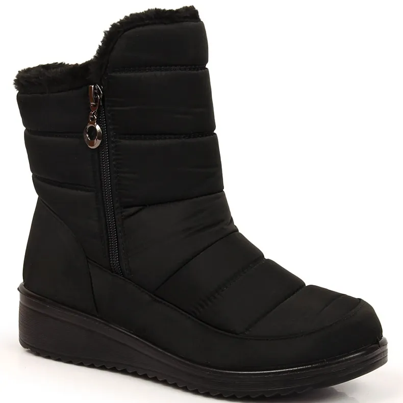 Women's black insulated snow boots with a zipper NEWS