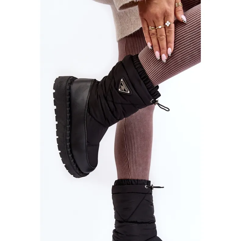 Women's Snow Boots With a Thick Sole, Black Lureta