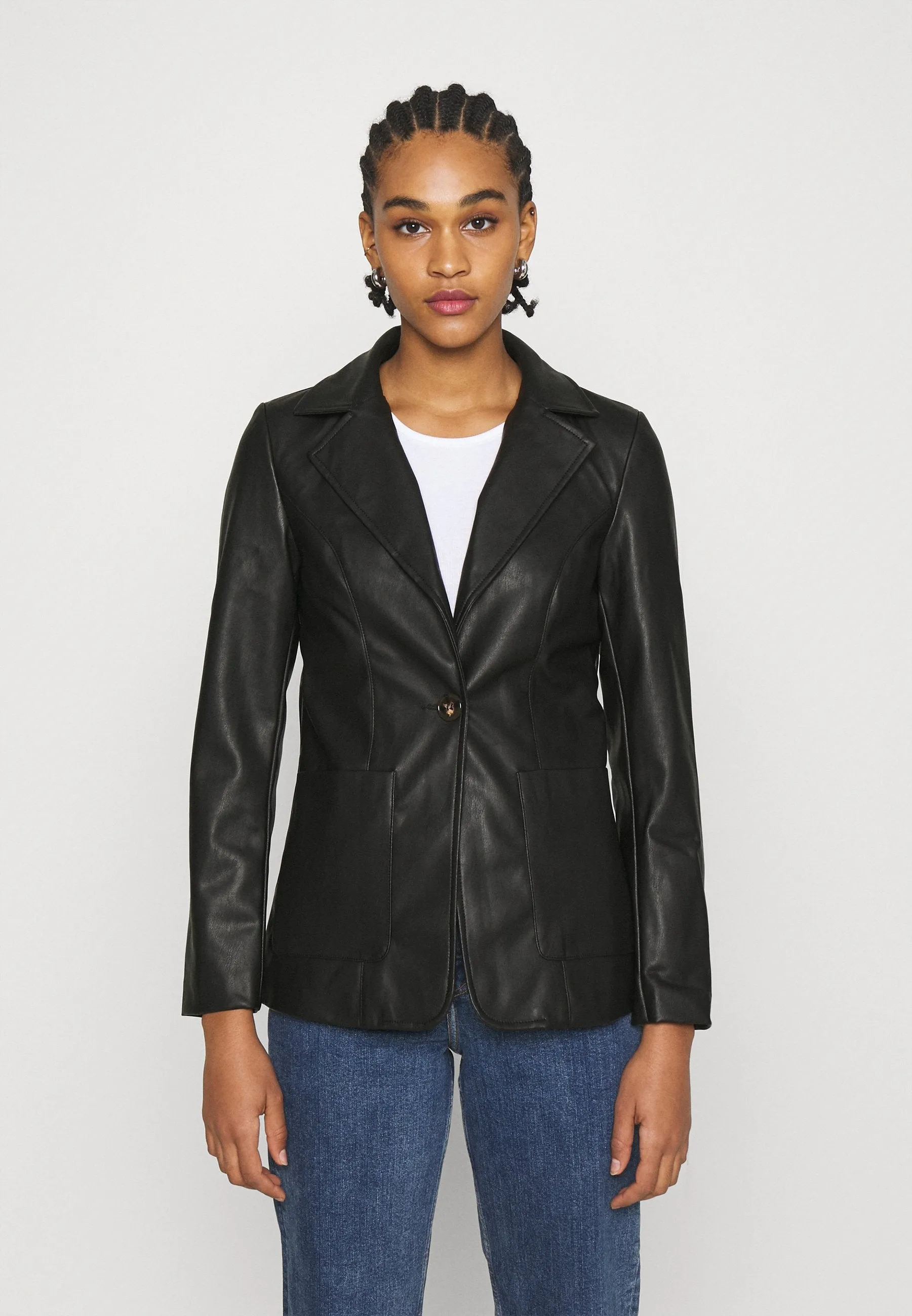 Women’s Black Leather Blazer