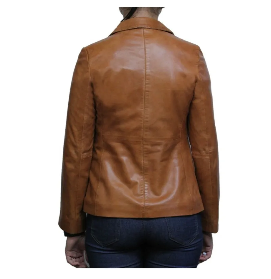 Women’s Tan Brown Sheepskin Leather Blazer