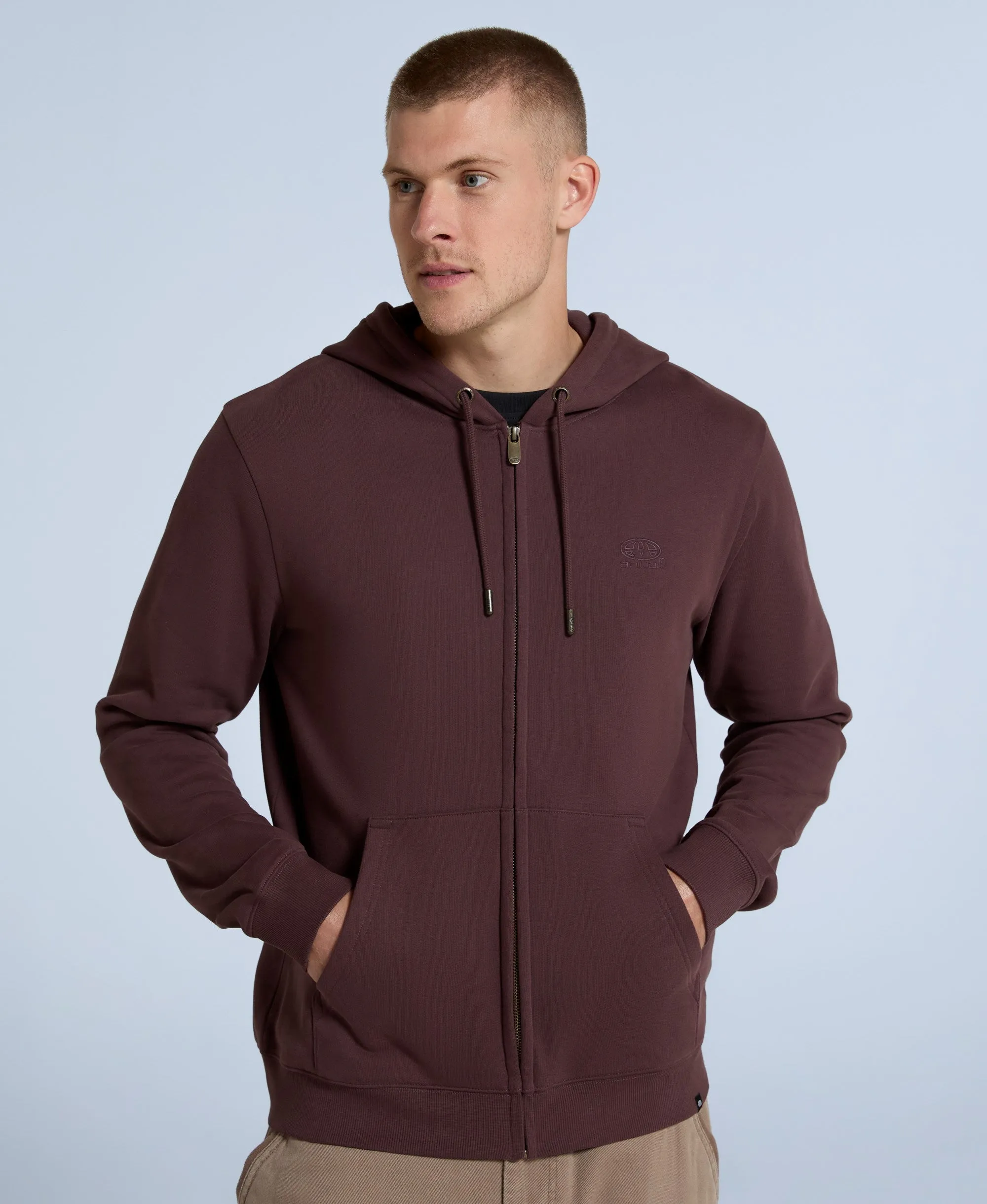 Woody Mens Zip Hoodie - Burgundy