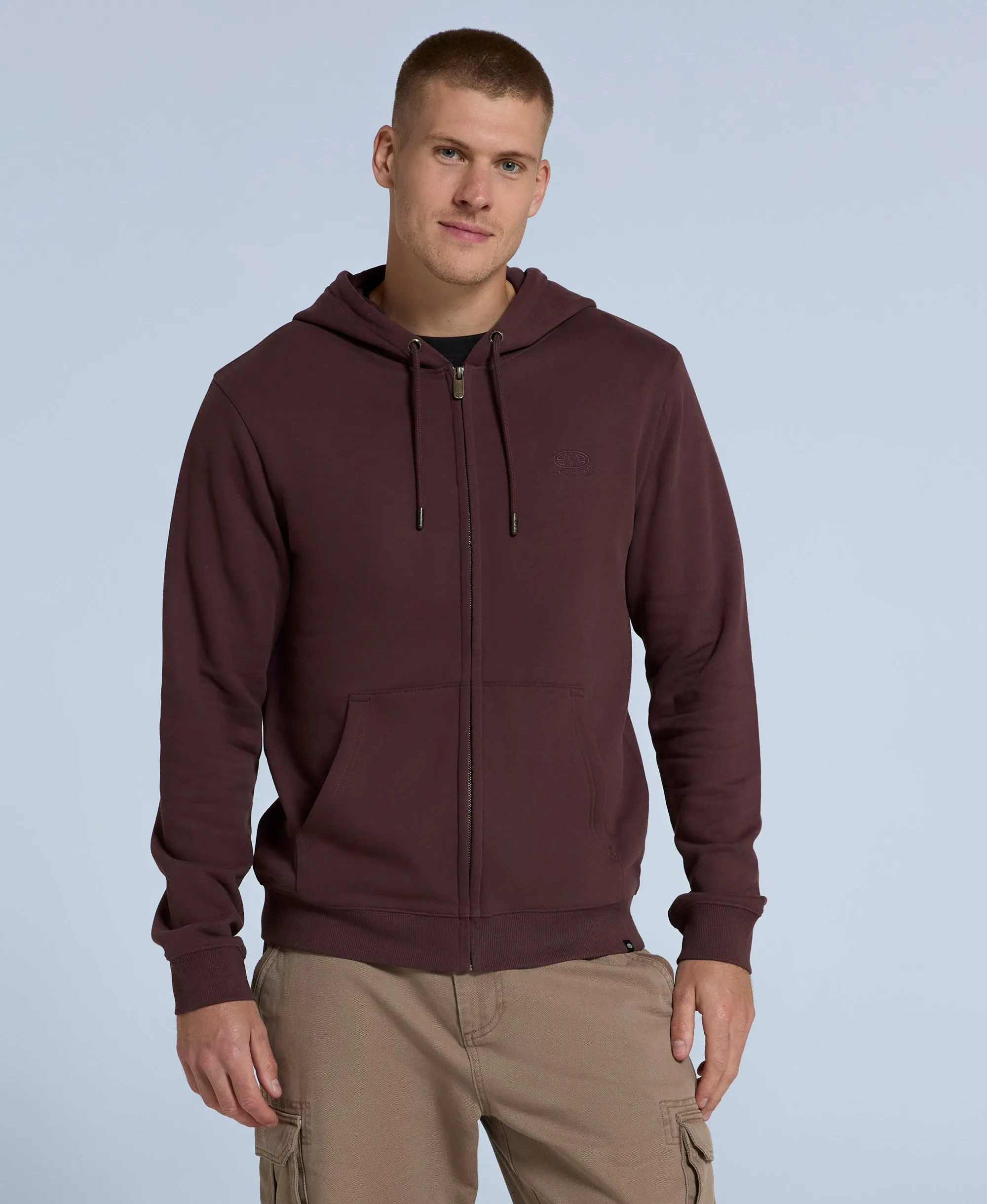 Woody Mens Zip Hoodie - Burgundy