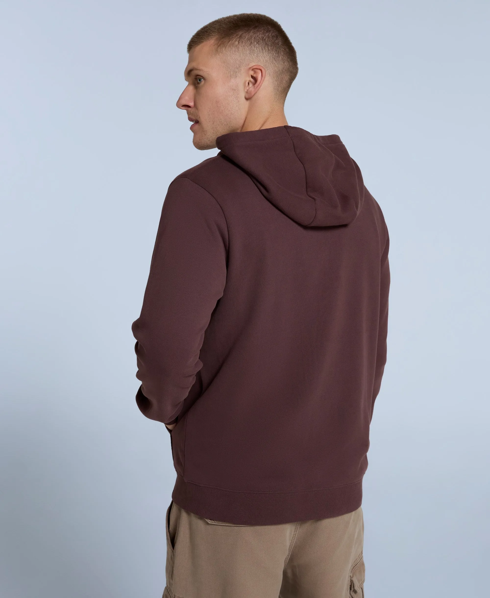 Woody Mens Zip Hoodie - Burgundy