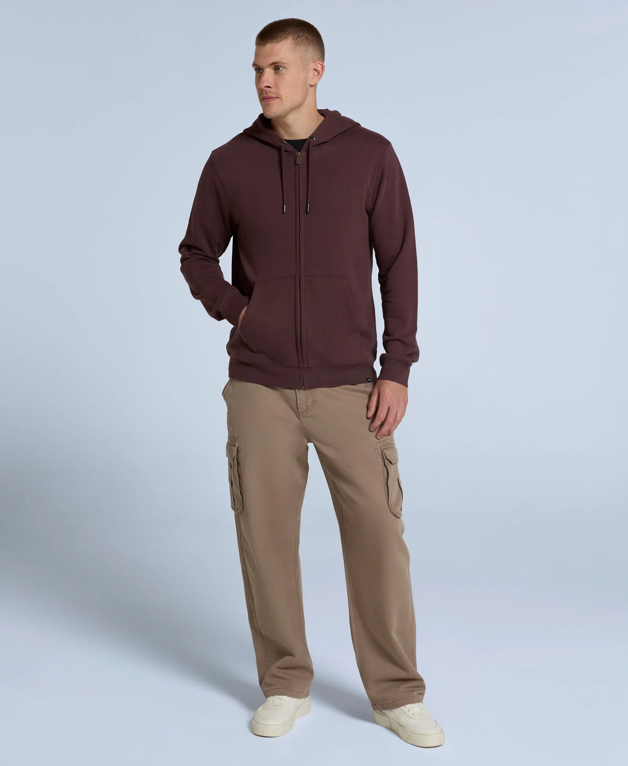 Woody Mens Zip Hoodie - Burgundy