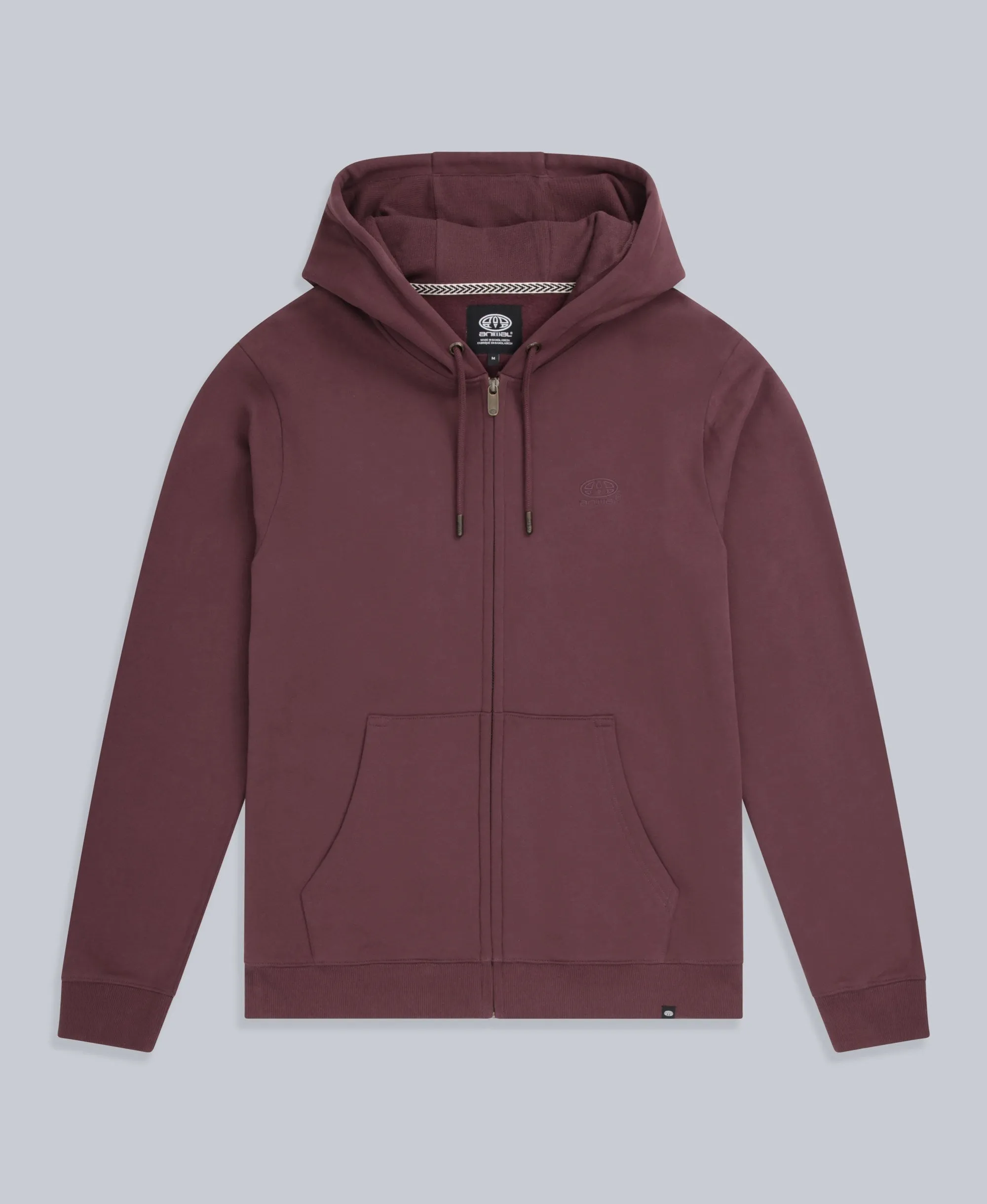 Woody Mens Zip Hoodie - Burgundy