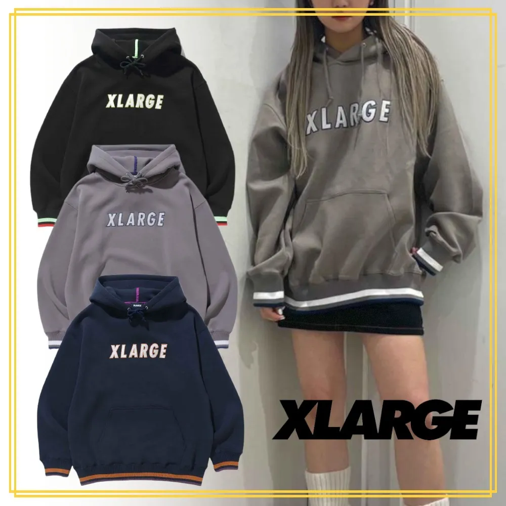 X-Large  |Pullovers Unisex Street Style Long Sleeves Plain Cotton Logo