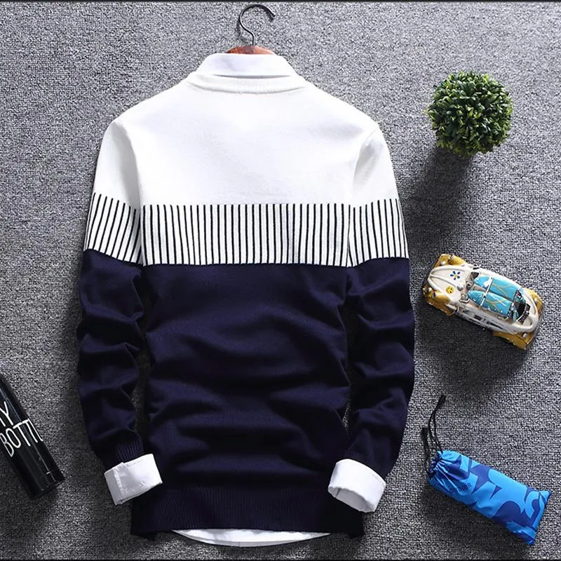 Xituodai New Autunm Pullovers Men Fashion Strip Causal Knitted Sweaters Pullovers Mens Slim Fit O Neck Knitwear Mens Brand Cloth