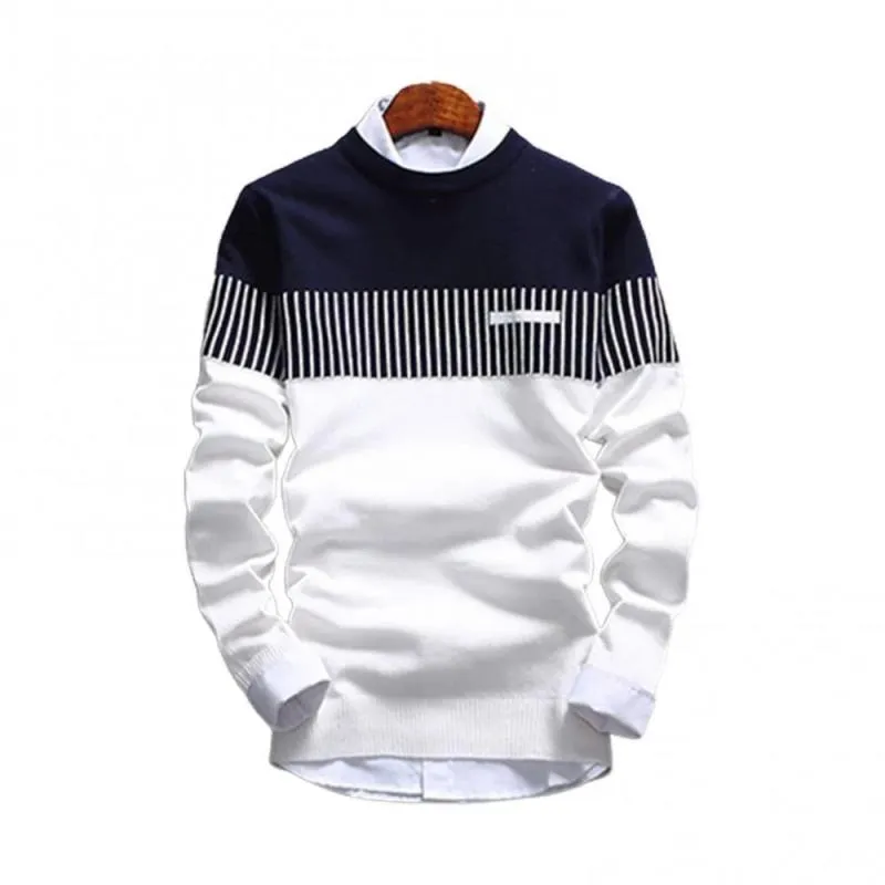 Xituodai New Autunm Pullovers Men Fashion Strip Causal Knitted Sweaters Pullovers Mens Slim Fit O Neck Knitwear Mens Brand Cloth