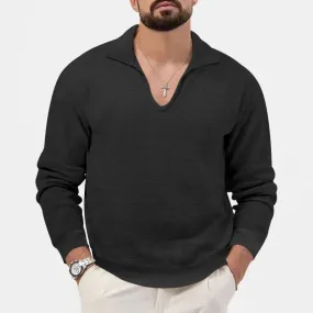 Xituodai Spring And Summer Basic Menswear Top Casual V Neck Male Long Sleeve Black Clothes Street Wear Solid Pullovers Tees Drop