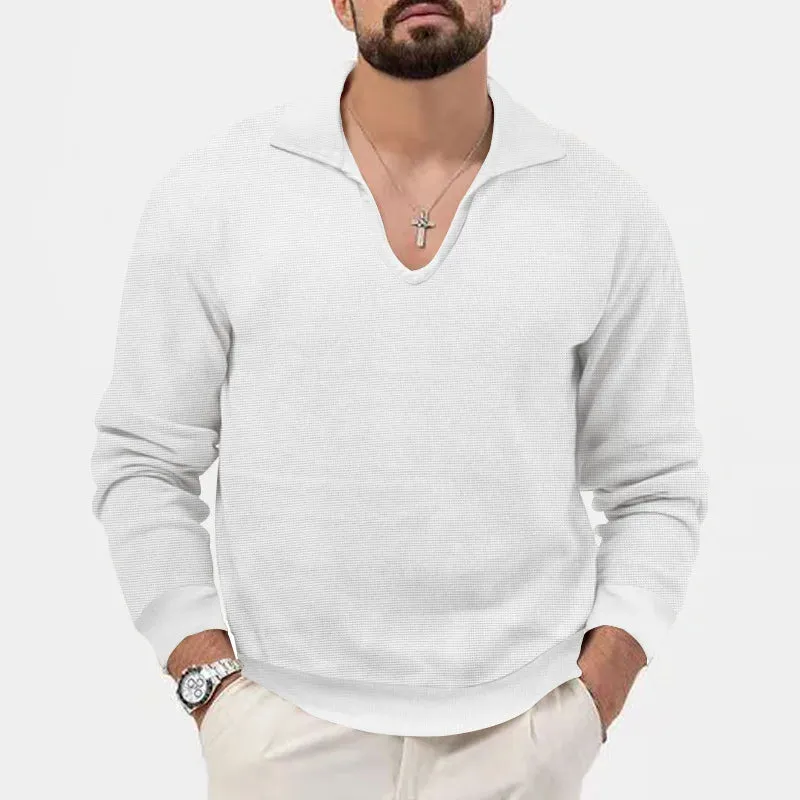 Xituodai Spring And Summer Basic Menswear Top Casual V Neck Male Long Sleeve Black Clothes Street Wear Solid Pullovers Tees Drop