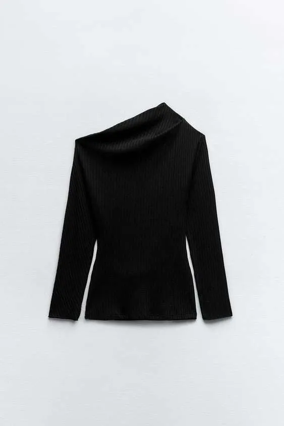 ZARA  |ASYMMETRIC RIBBED TOP